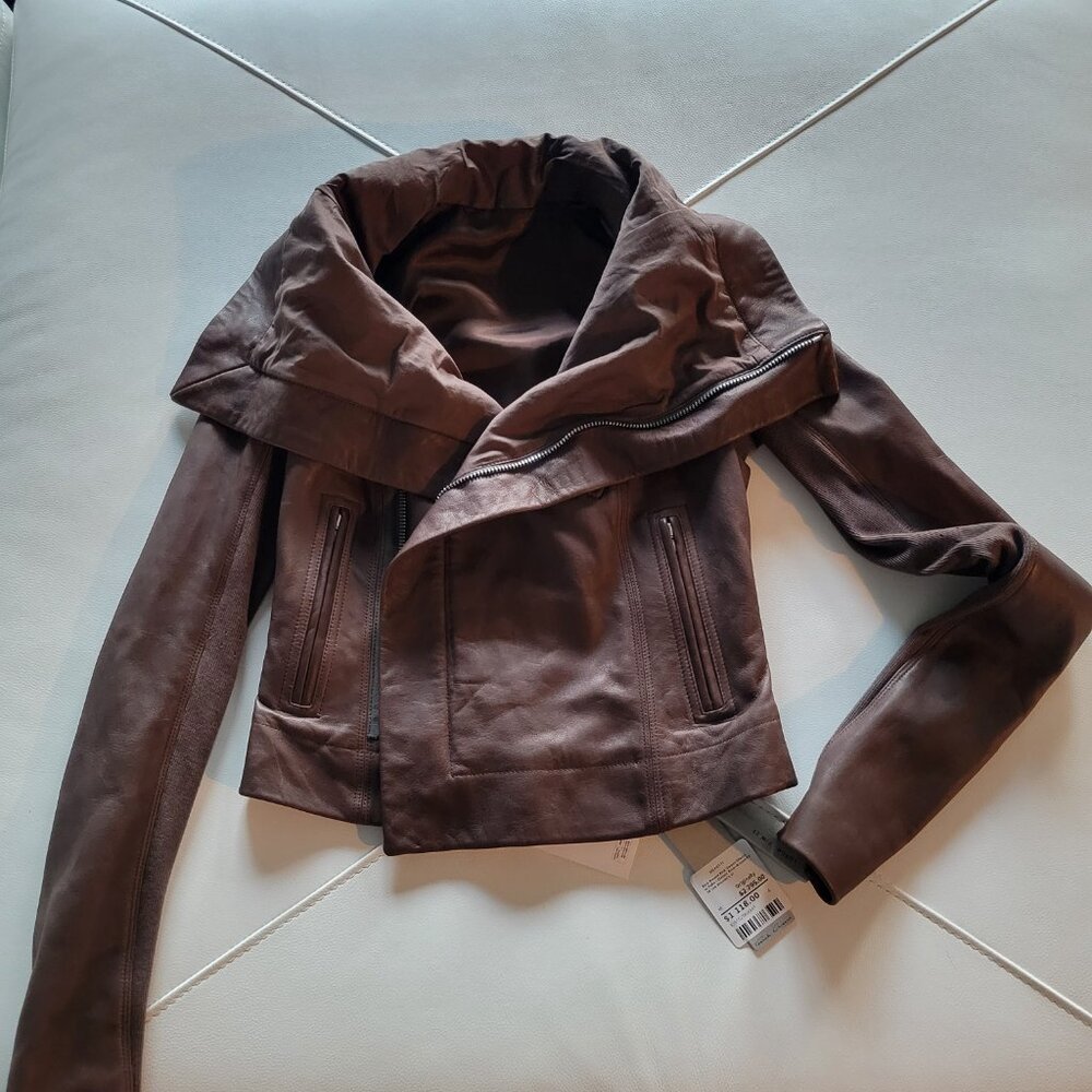RICK OWENS Medium brown leather jacket IT 38, US 2 or XS
